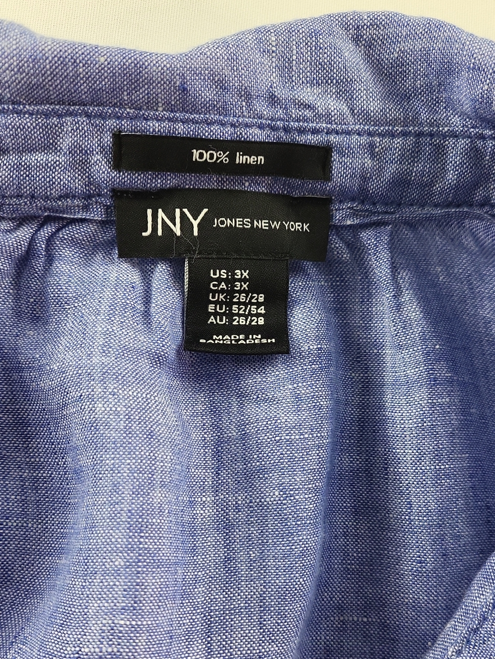 JNY Blue Linen-Button Pullover Shirt Size 3X - Picture 2 of 6